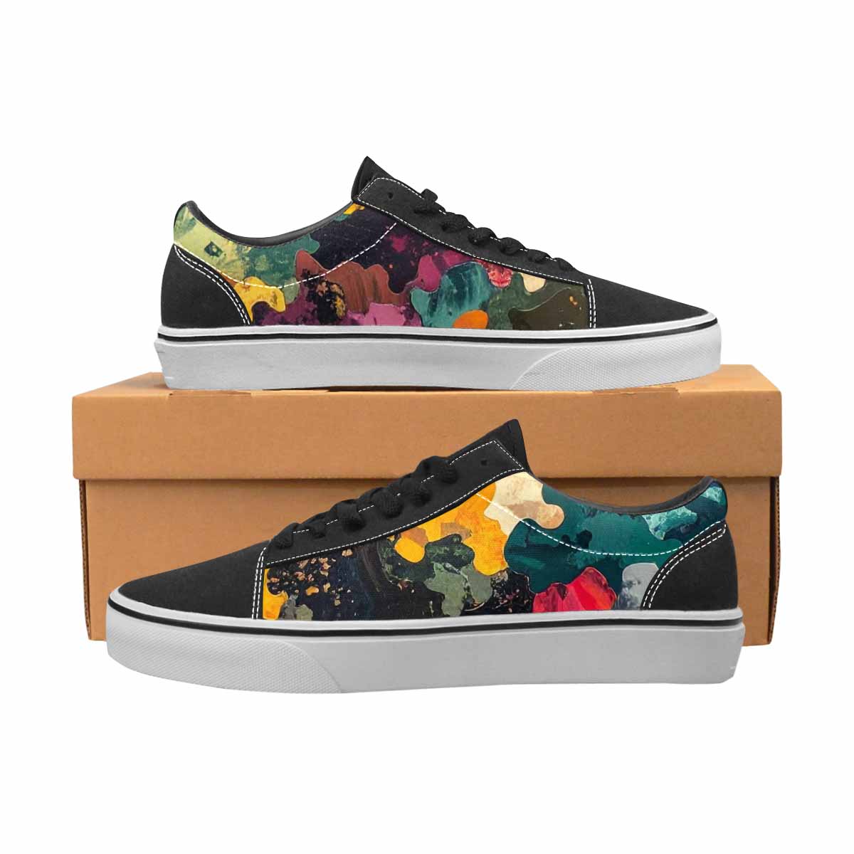 WOMEN'S Camo Patches Lace-Up Canvas Wallpaper Art Custom Sneakers