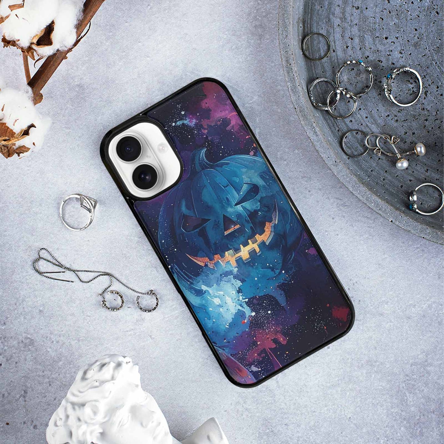iPhone 16 Plus Case — Eamless Repeating Pattern Of Overlapping Pumpkin, Unique Phone Case Design