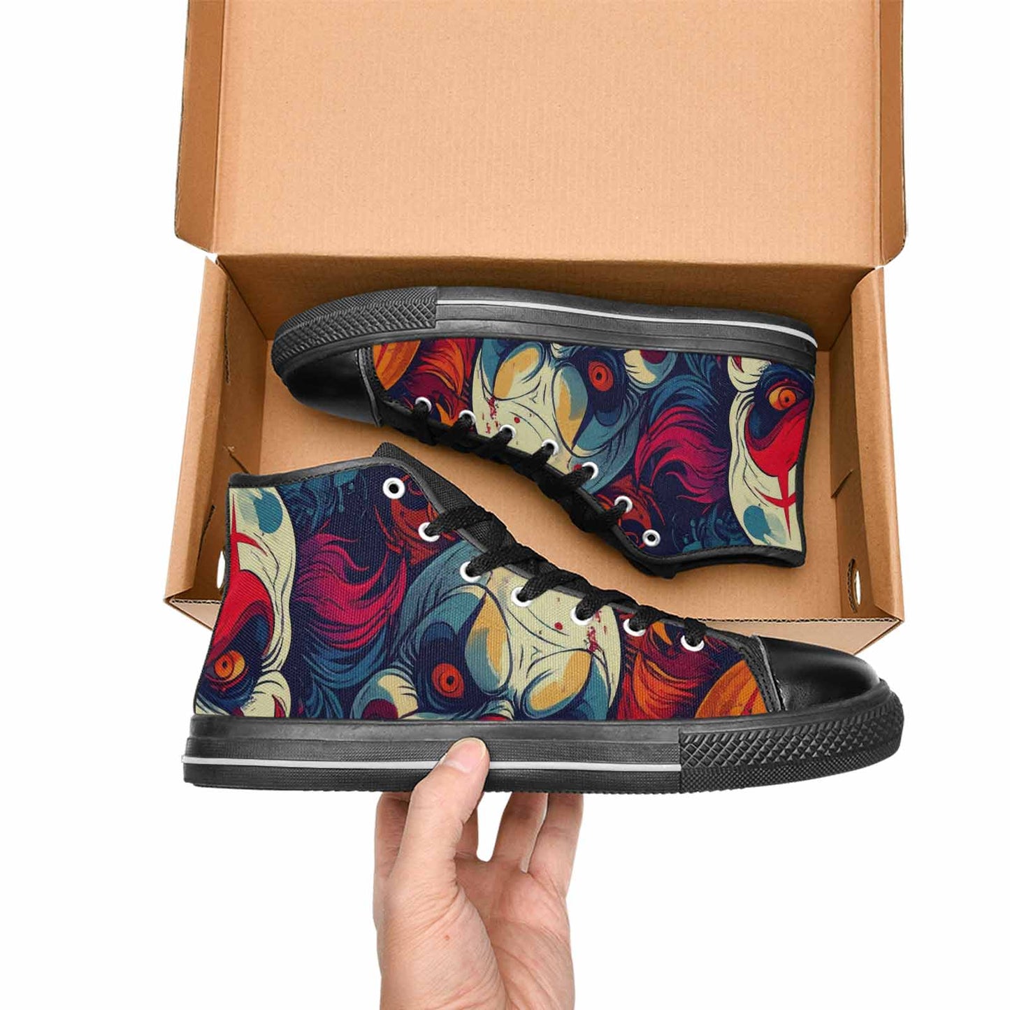 WOMEN'S Evil Clown Cartoon High Top Canvas Dreamcore Custom Shoes