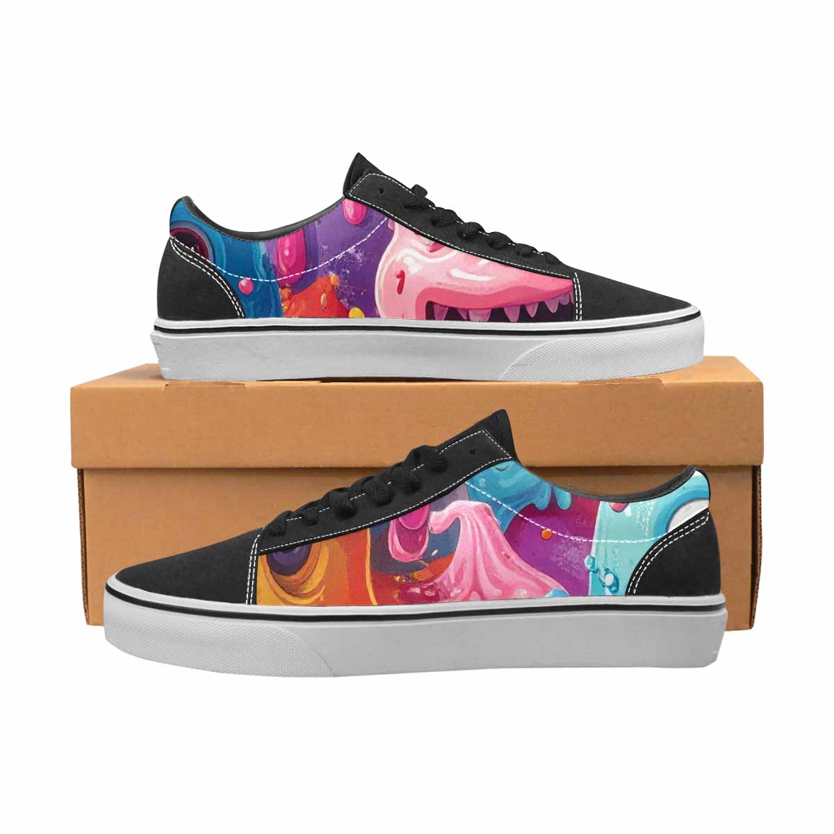 WOMEN'S Melting Icecream Monster Cherry Canvas Lace-Up Dreamcore Custom Sneakers