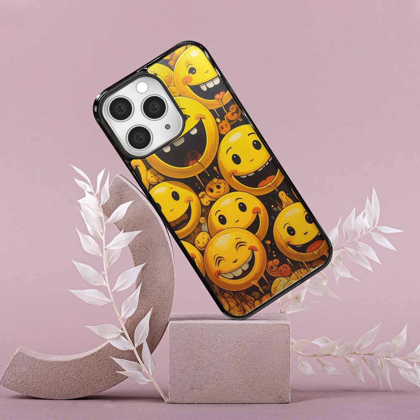 iPhone 15 Pro Max Case — Melting Moon Smiley Red Splatt, Custom Phone Case