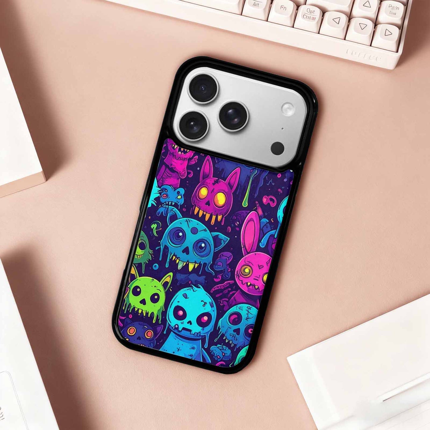 iPhone 17 Pro Case — Mixed Toxic Glow Creature Pattern Cartoon, Original Design Phone Case