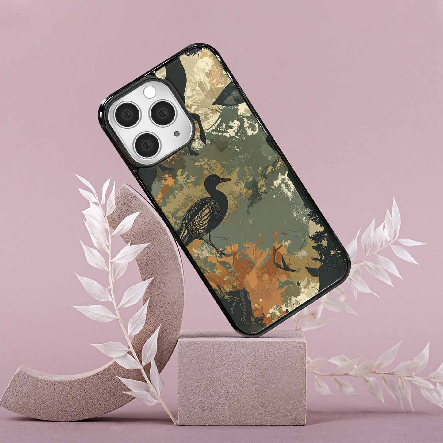 iPhone 15 Pro Max Case — Hunting Camouflage Pattern With Deer And, Customized Protective Case