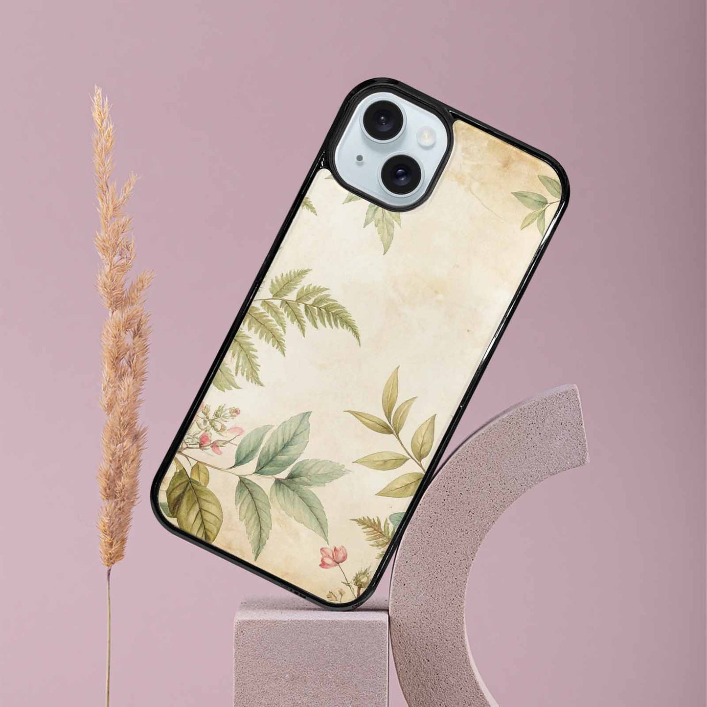 iPhone 15 Plus Case — Vintage Botanical Art Pattern, Original Design Phone Case