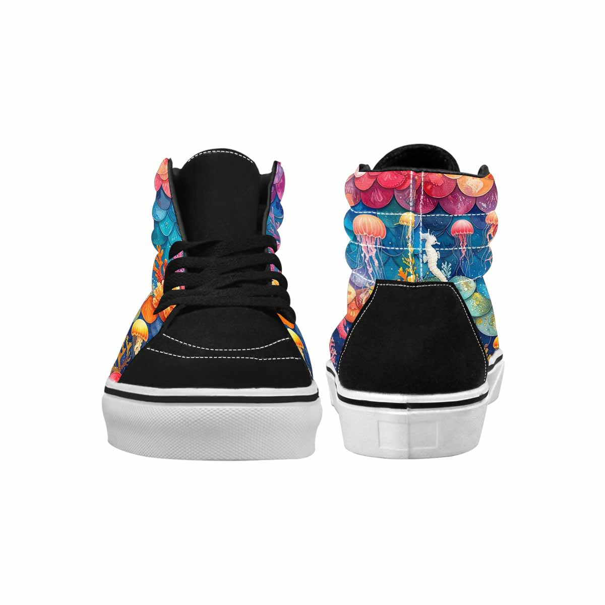WOMEN'S Fish Scale Coral High Top Canvas Dark Academia Custom Shoes