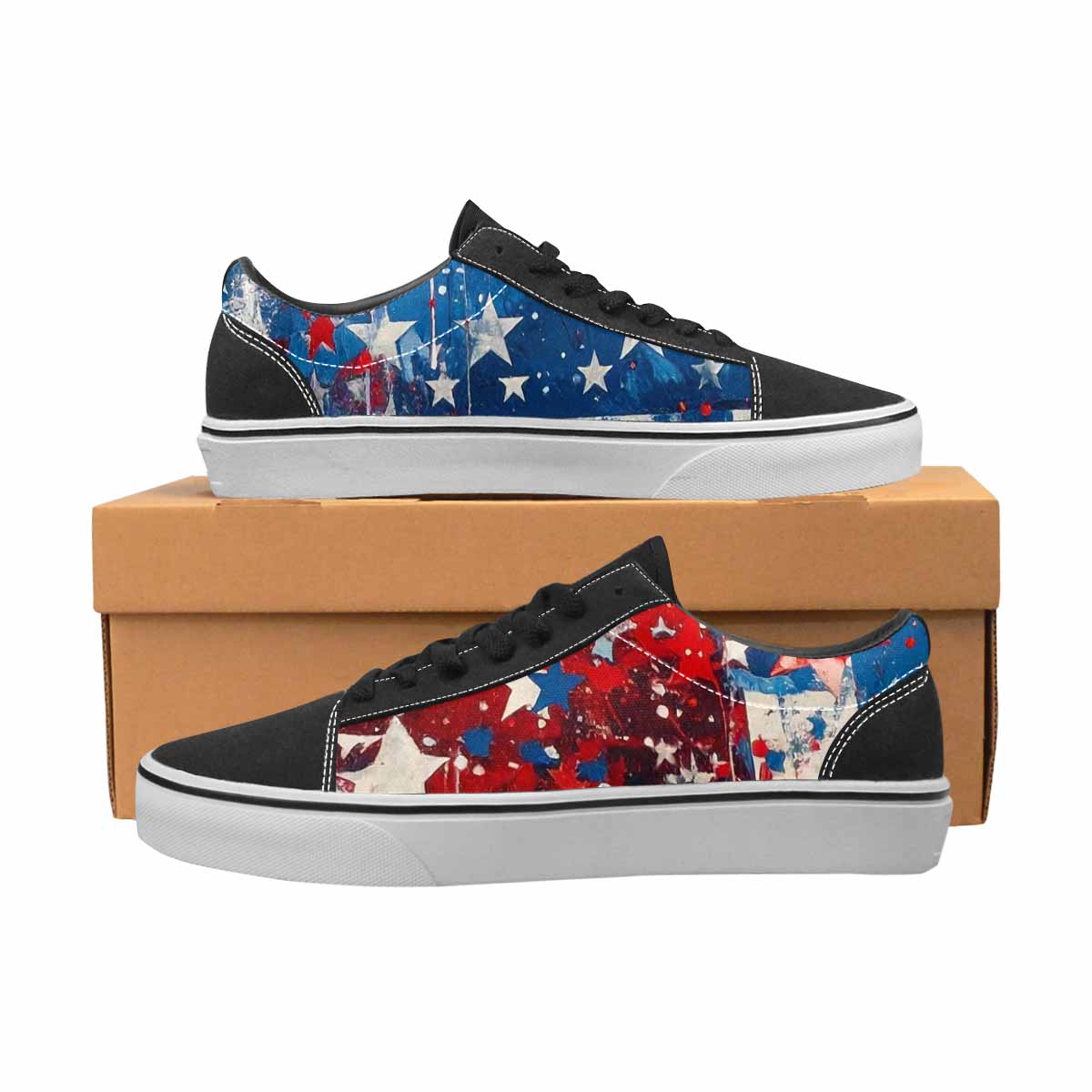 WOMEN'S Patriotic Stars Stripes Lace-Up Canvas Neon Fantasy Shoes