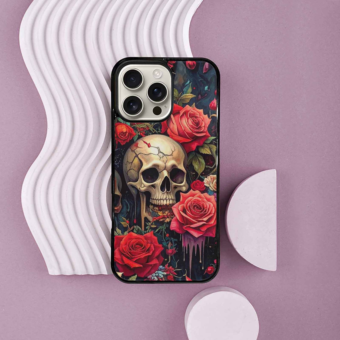iPhone 16 Pro Max Case — Skulls And Rosesmelting Skulls A Agl, Custom Art Phone Cover