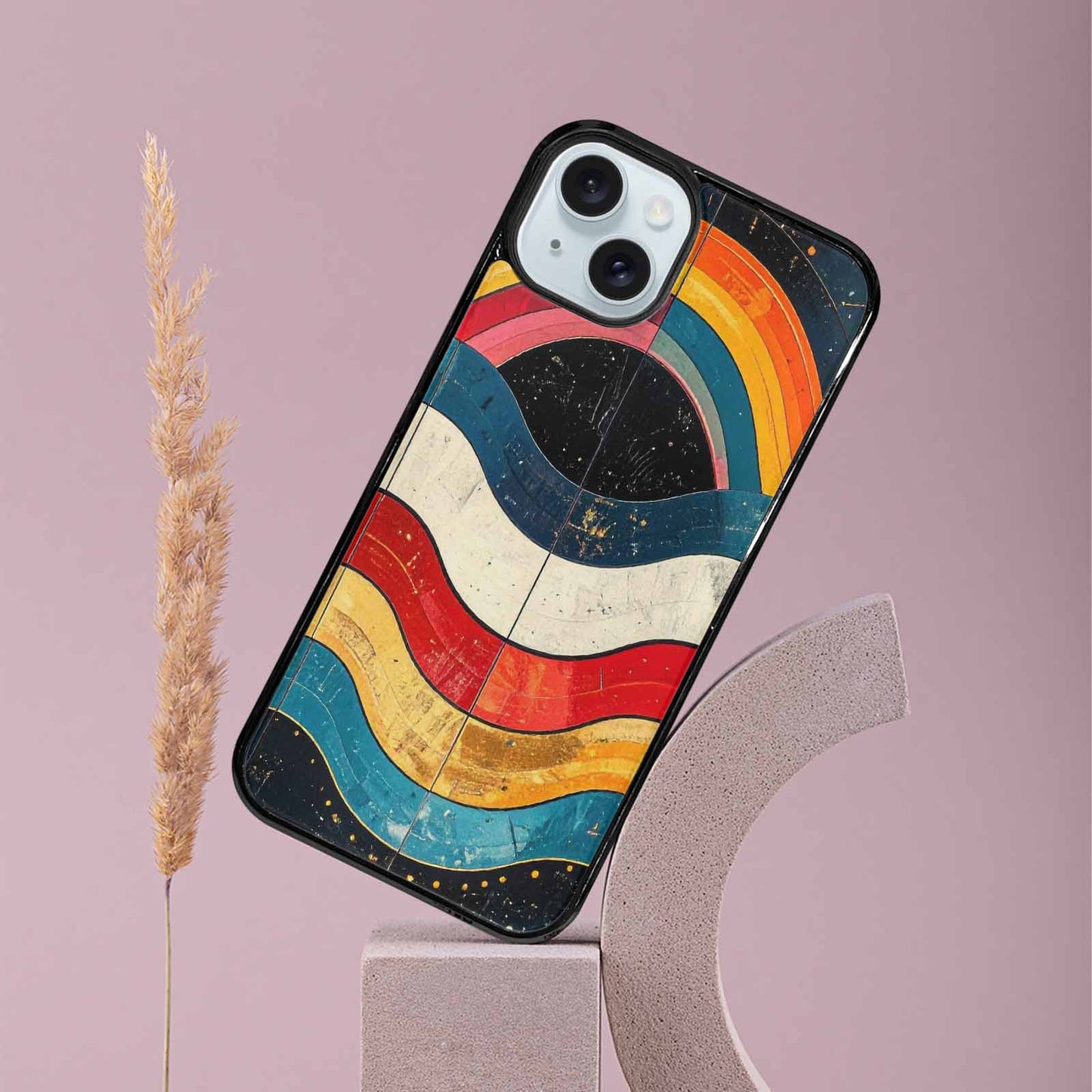 iPhone 15 Plus Case — Retro Wave Scallop Stripe Small Lma, Custom Print Case Cover