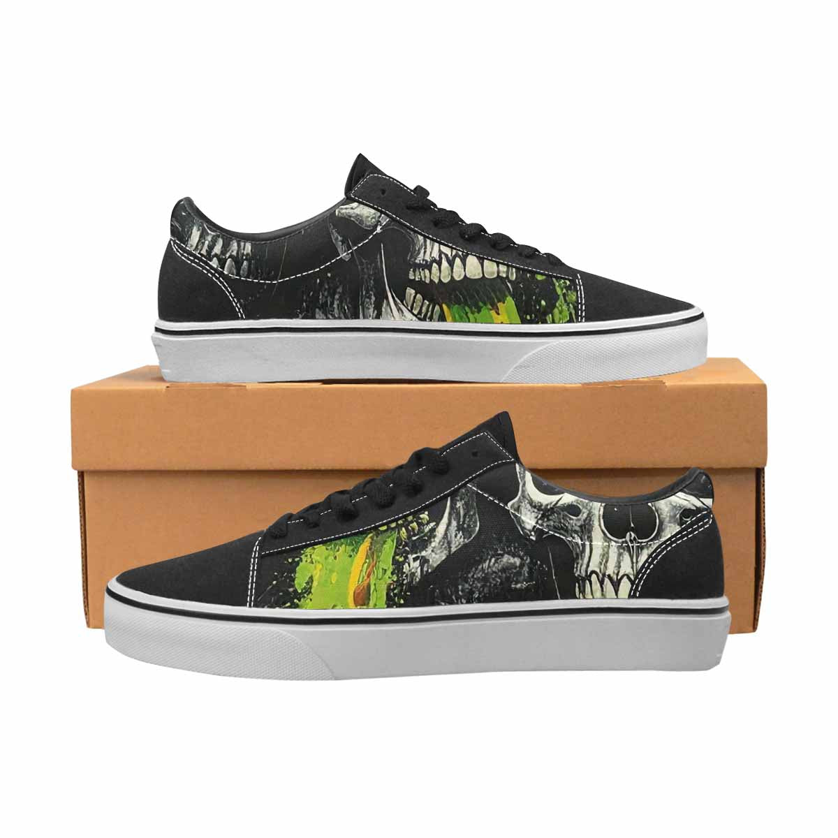 WOMEN'S Rainbow From Skull S Lace-Up Canvas Grunge Custom Shoes