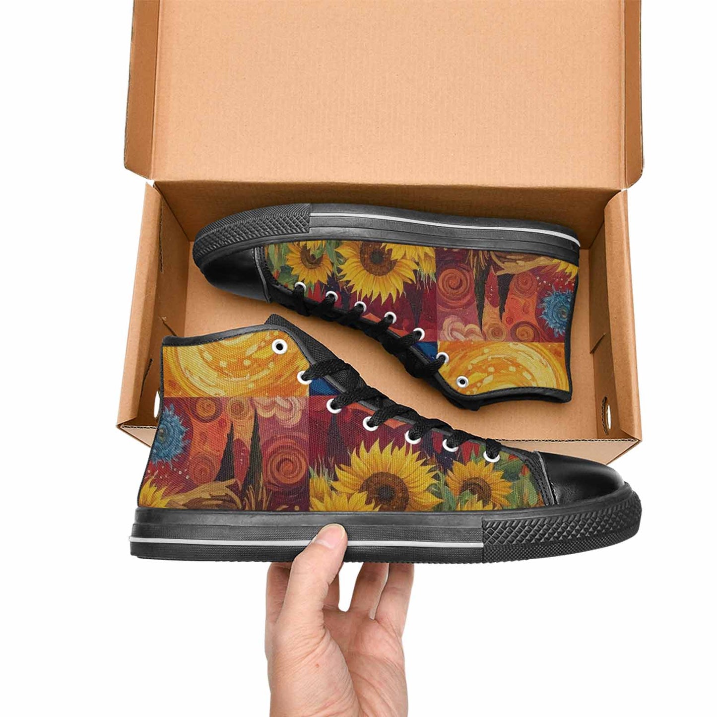 MEN'S Van Gogh-Style Swirl High Top Canvas Dark Academia Shoes