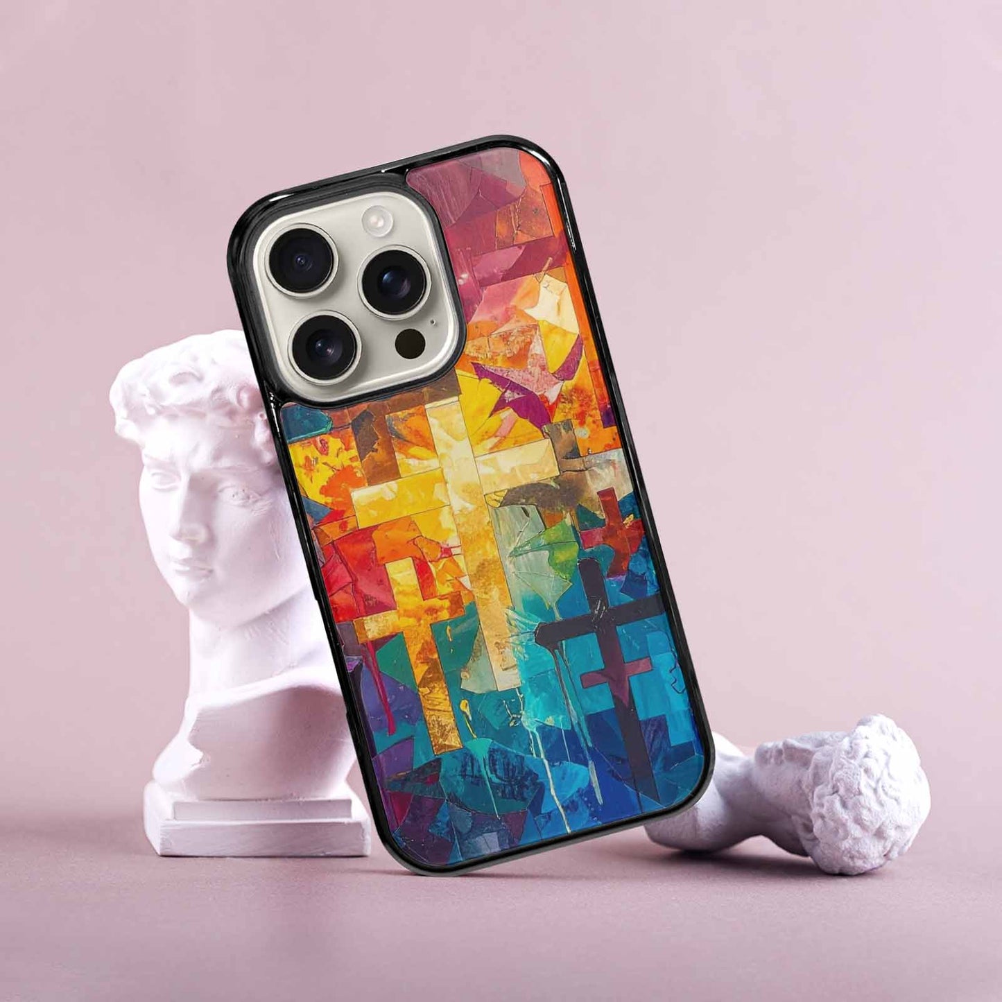 iPhone 16 Pro Case — Faith Cross And Faith Icons Pattern, Unique Phone Case Design