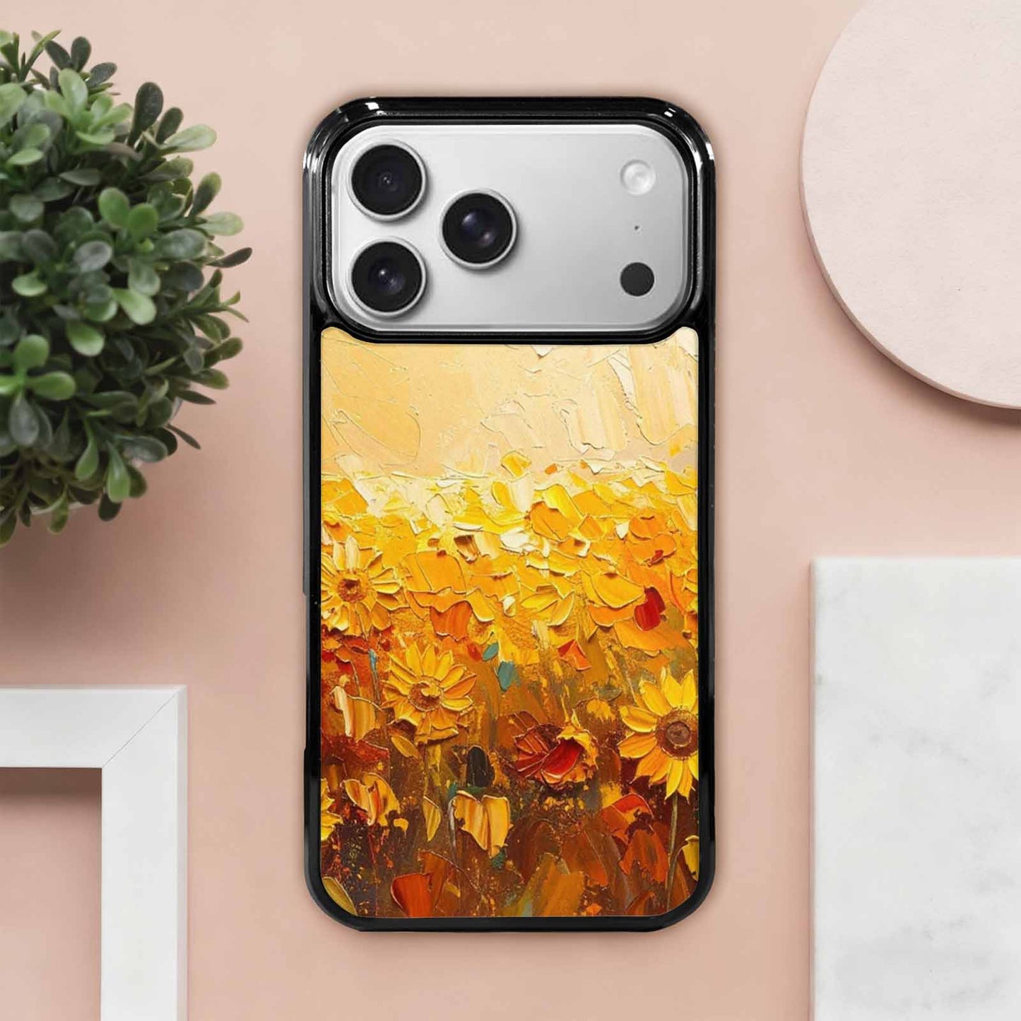 iPhone 17 Pro Max Case — Impressionist Sunflower Brushstroke Pattern Floral, Unique Phone Case Design