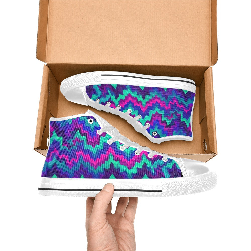 MEN'S Psychedelic Chevron Vortex High Top Canvas Vivid Sneakers