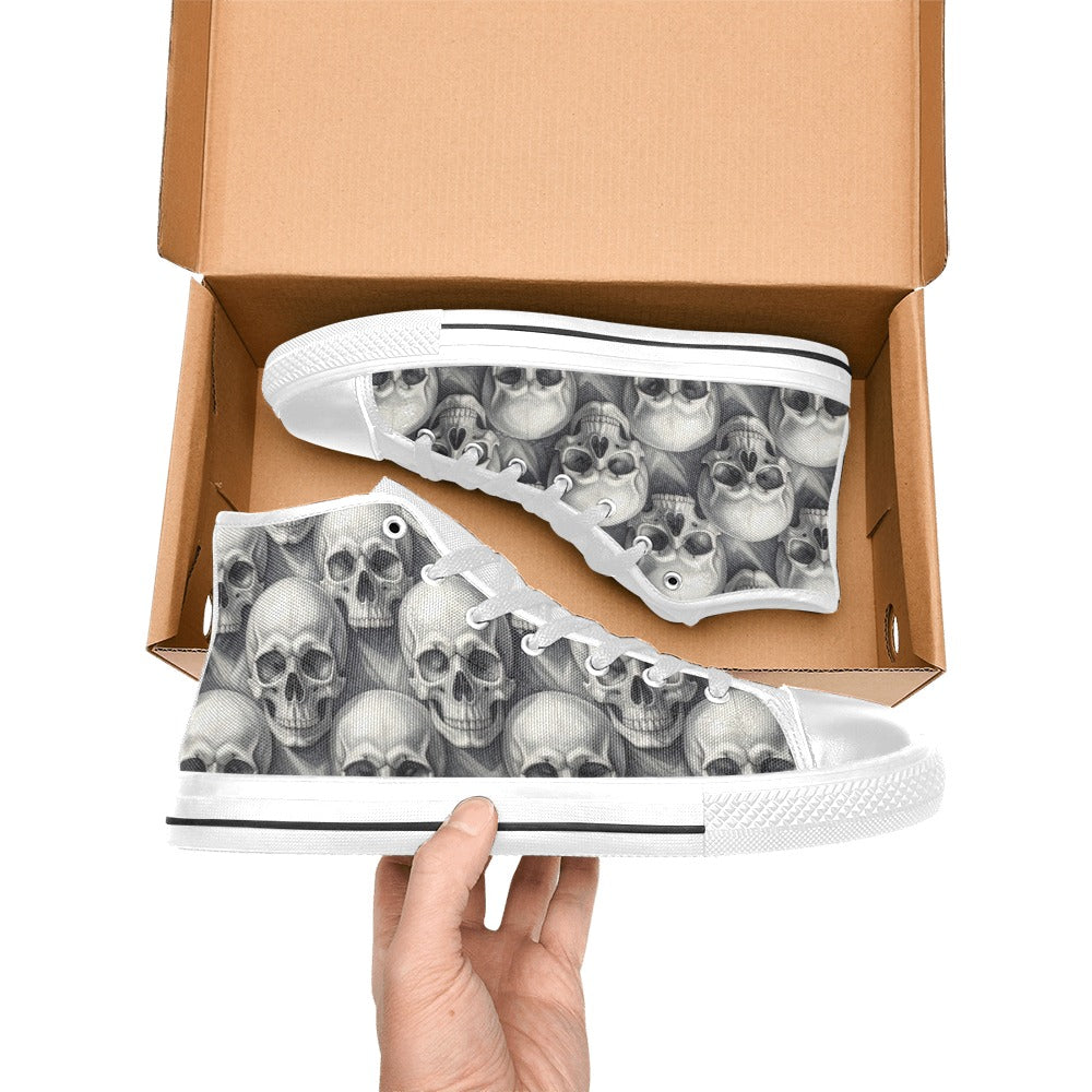 Art Skull Gothic Dark Men's High Top Canvas Shoes | Freaky Shoes®