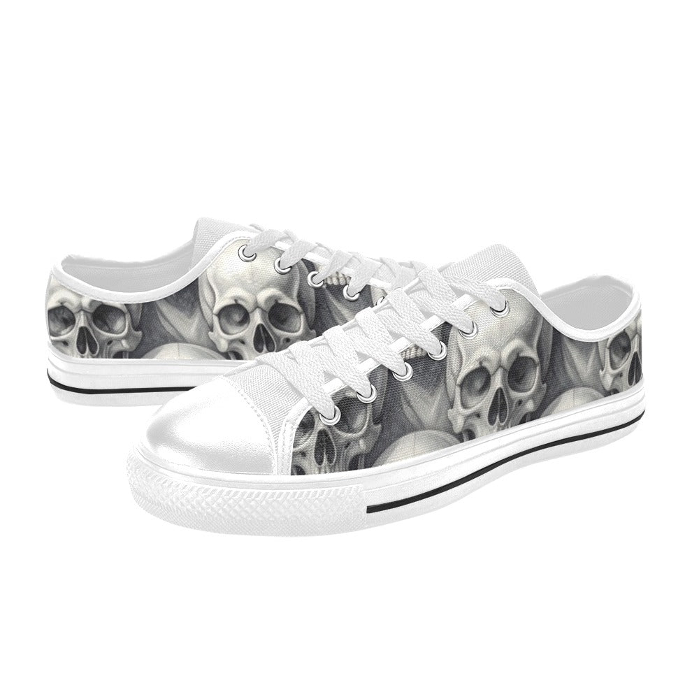 KIDS' Hyper Realistic Skull Low Top Canvas Neon Fantasy Shoes