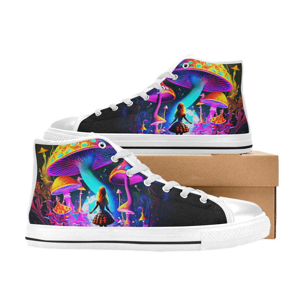 WOMEN'S Fantasy Art High Top Canvas Neon Fantasy Custom Sneakers