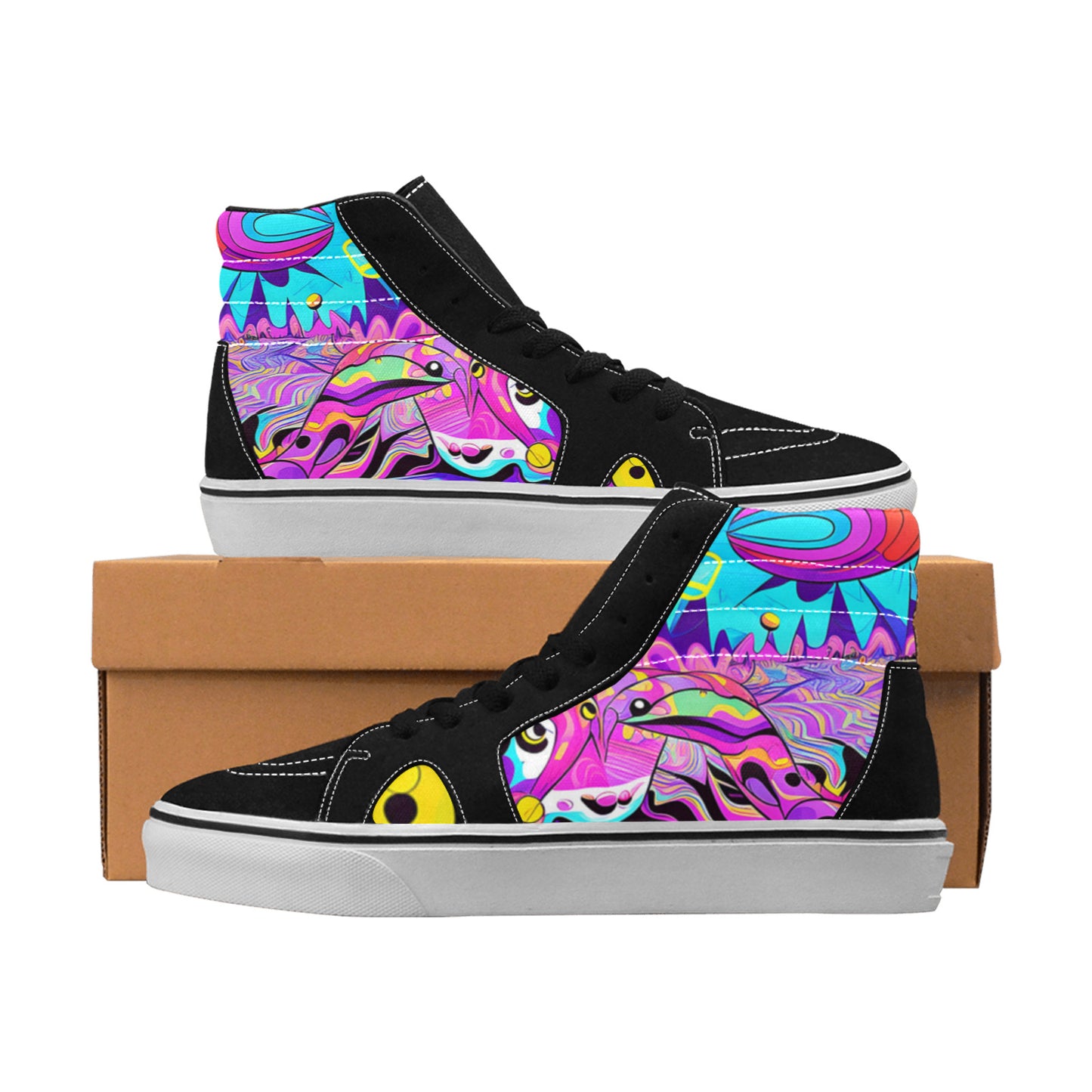 WOMEN'S Trip Art 2 High Top Skateboarding Wallpaper Art Sneakers