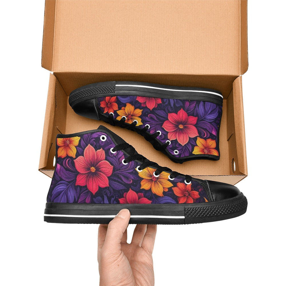 WOMEN'S Exotic Floral Weave High Top Canvas Y2K Sneakers