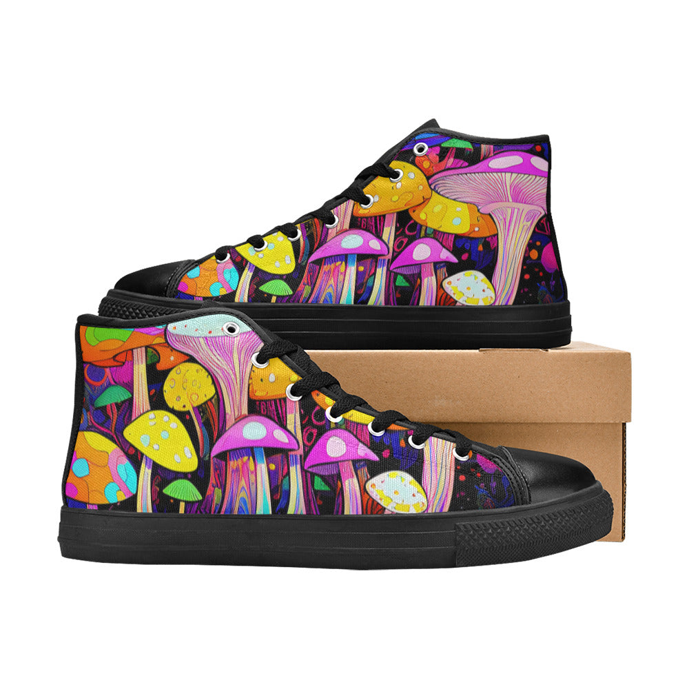 WOMEN'S Magic Mushrooms Art 5 High Top Canvas Aesthetic Shoes