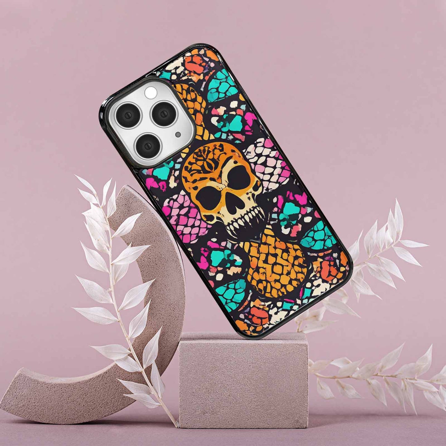 iPhone 15 Pro Max Case — Snake Print Skull, Original Design Phone Case