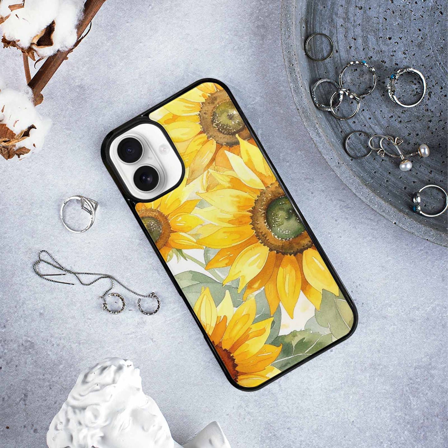 iPhone 16 Plus Case — Sunflowers Watercolor, Custom Designed Case Cover