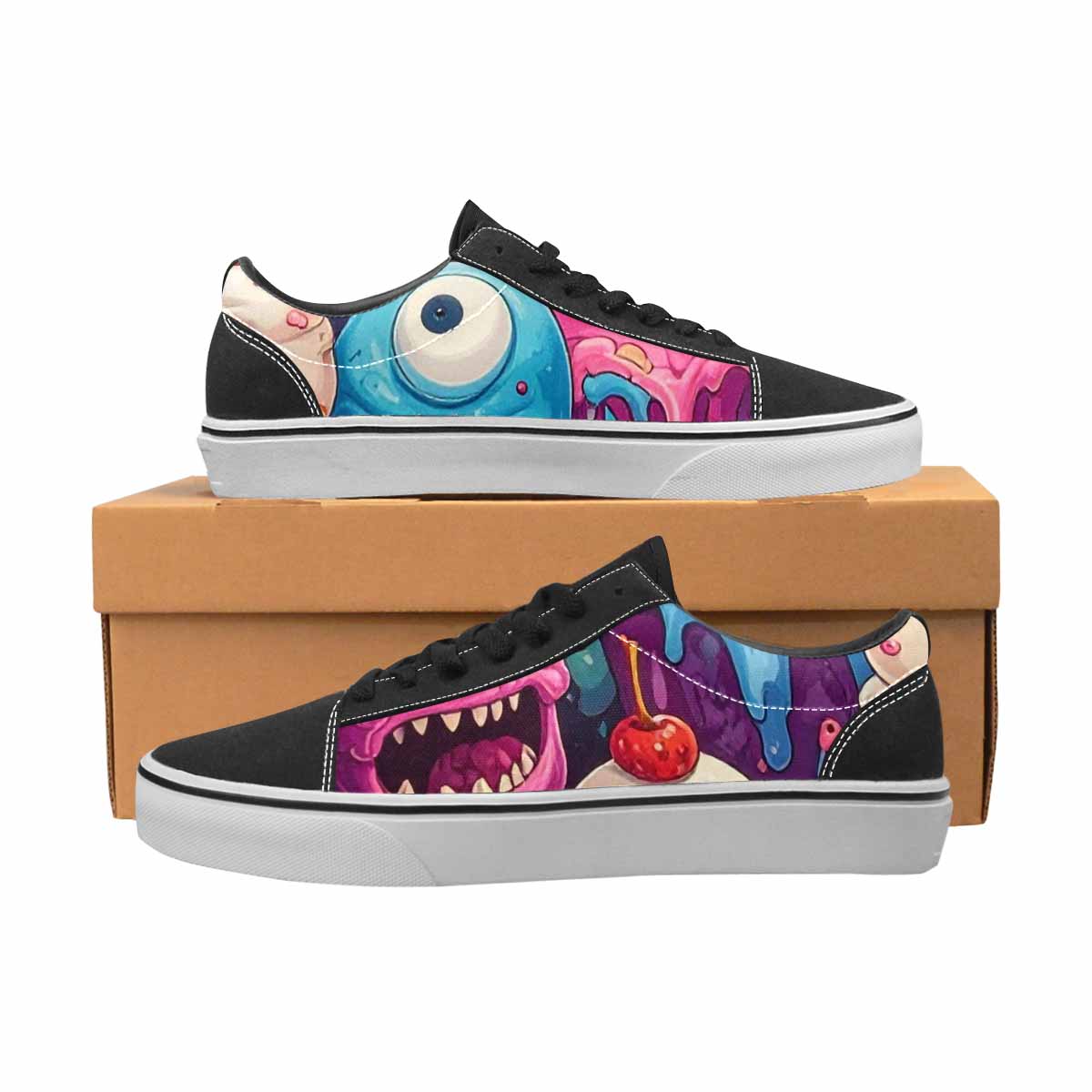 WOMEN'S Ice Cream Monsters Lace-Up Canvas Y2K Custom Shoes