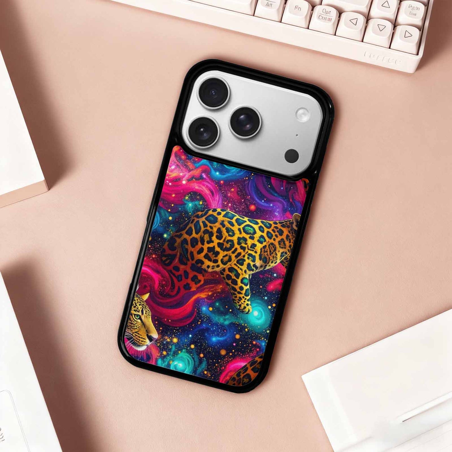 iPhone 17 Pro Case — Leopard Print Galaxy Seamless Animal Print, Custom Made Phone Cover
