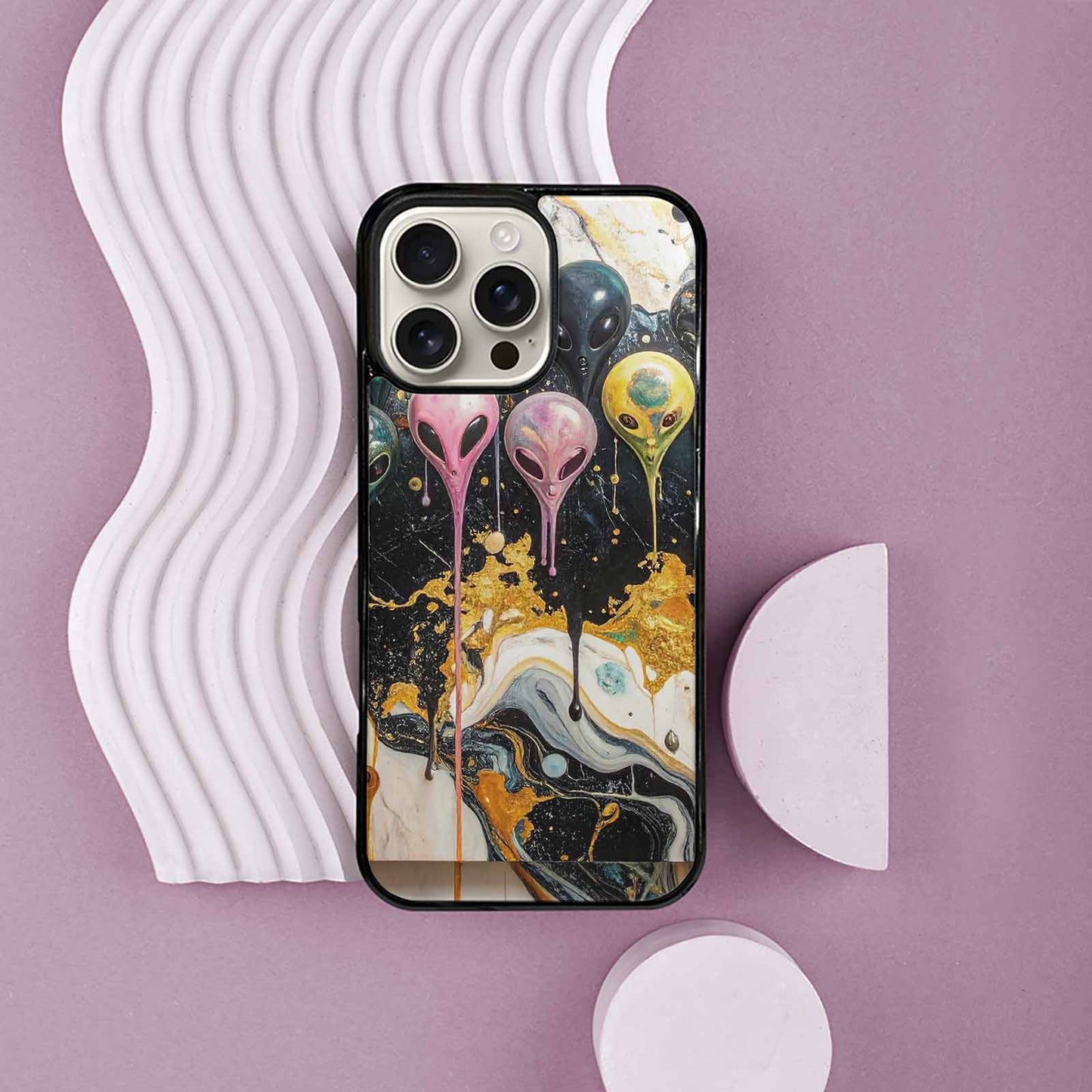 iPhone 16 Pro Max Case — Aliens Marblemelting Aliens Pa, Custom Phone Case