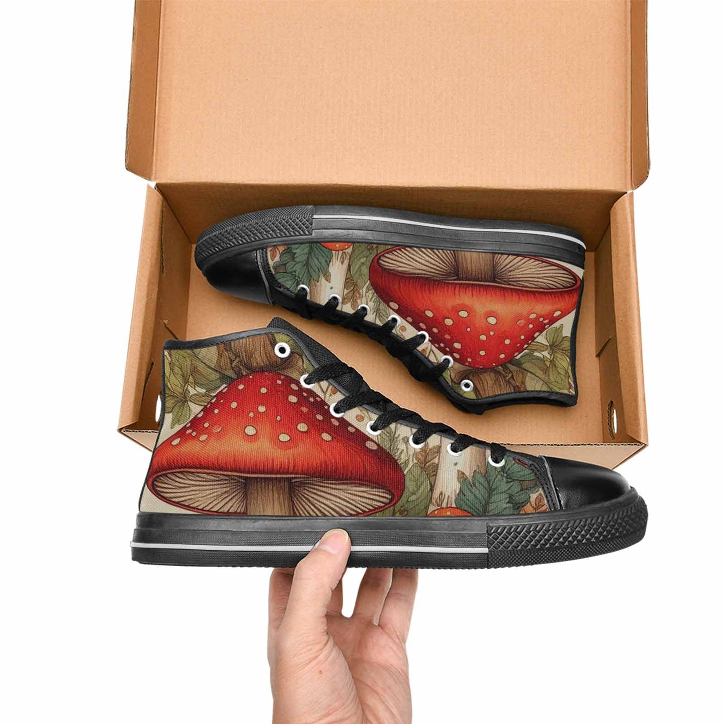 MEN'S Mushroom High Top Canvas Vibrant Chaos Sneakers
