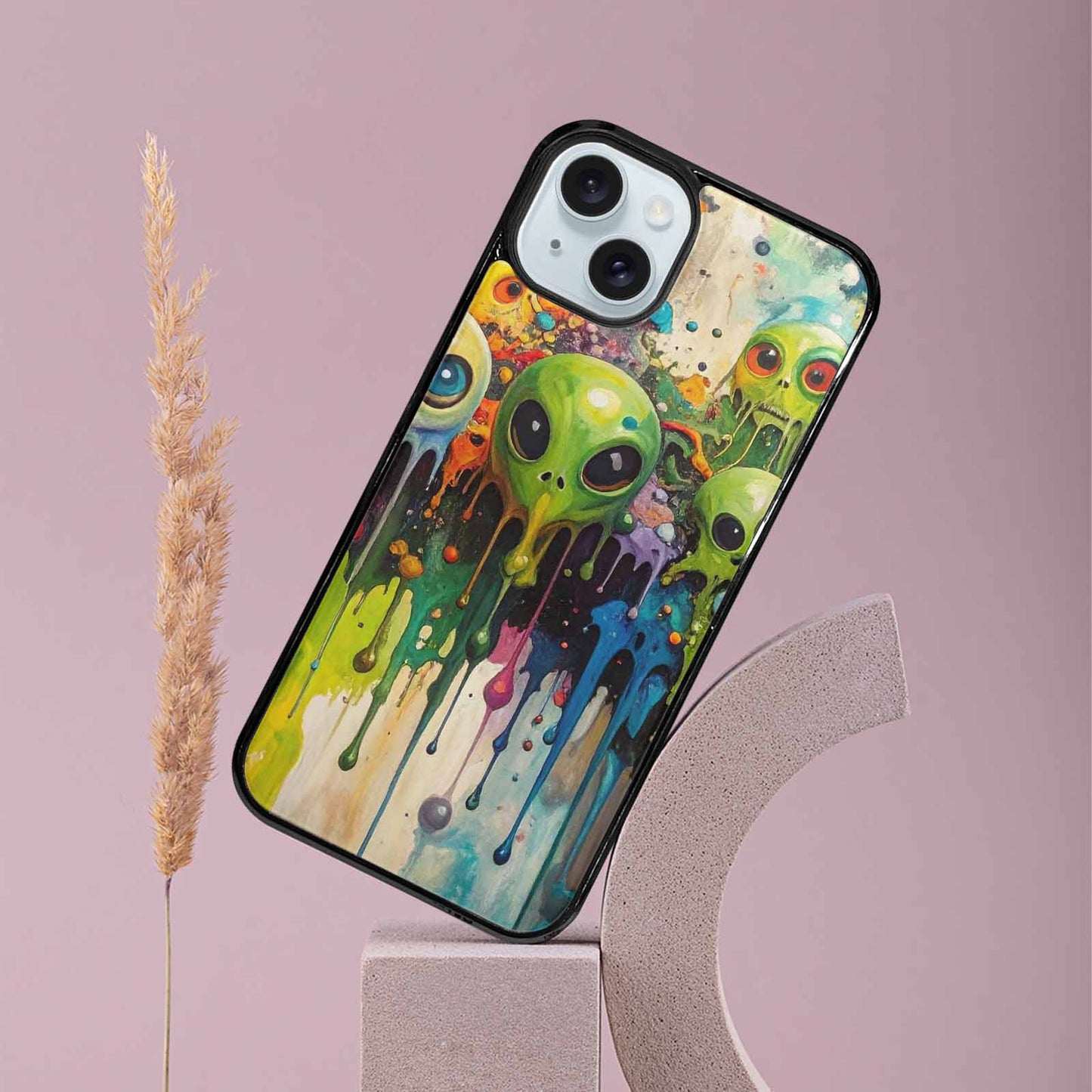 iPhone 15 Plus Case — Aliens Camomelting Aliens Patt Q9t, Custom Art Phone Cover