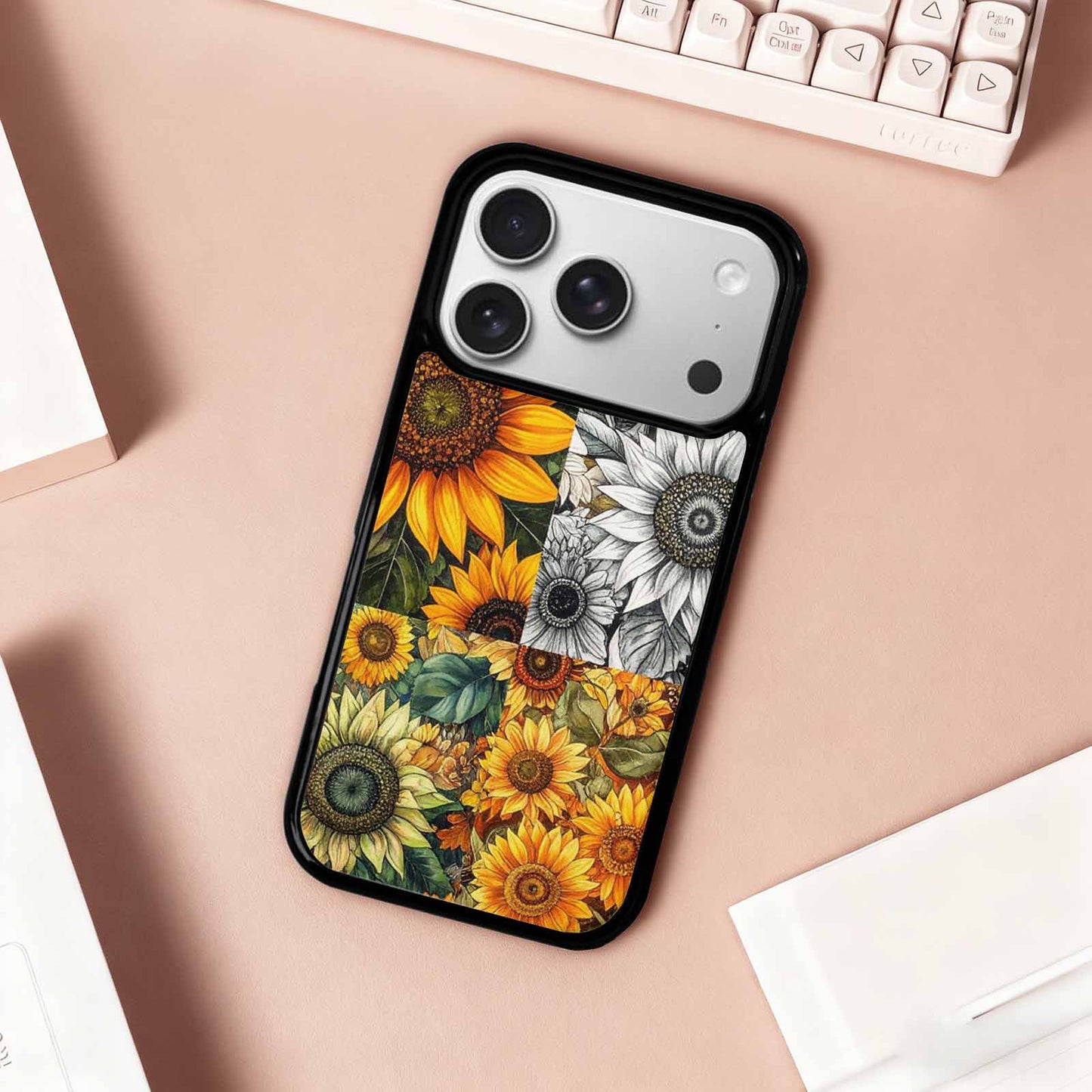 iPhone 17 Pro Case — Small Sunflower Pattern Randomly Varying Floral, Custom Printed Phone Case