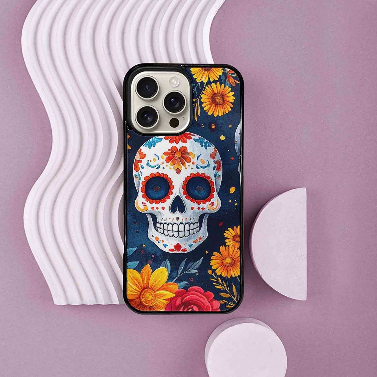 iPhone 16 Pro Max Case — Sunflower Skulls Print Custom, Personalized Phone Case