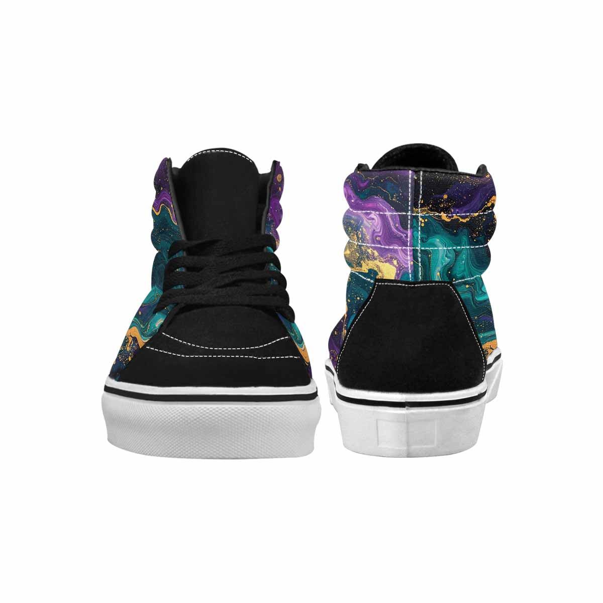 WOMEN'S Marble Galaxy Swirl High Top Canvas Dark Academia Shoes
