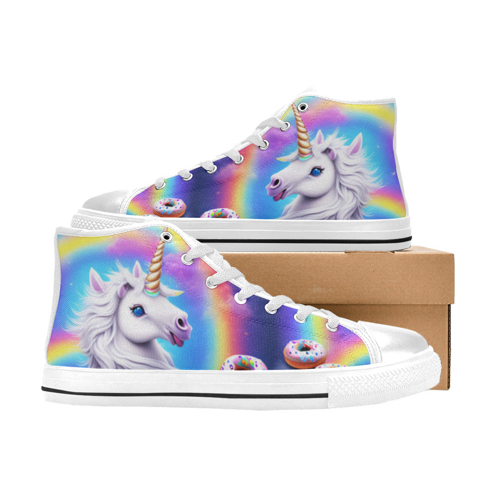 WOMEN'S Unicorn Donuts High Top Canvas Vivid Custom Shoes