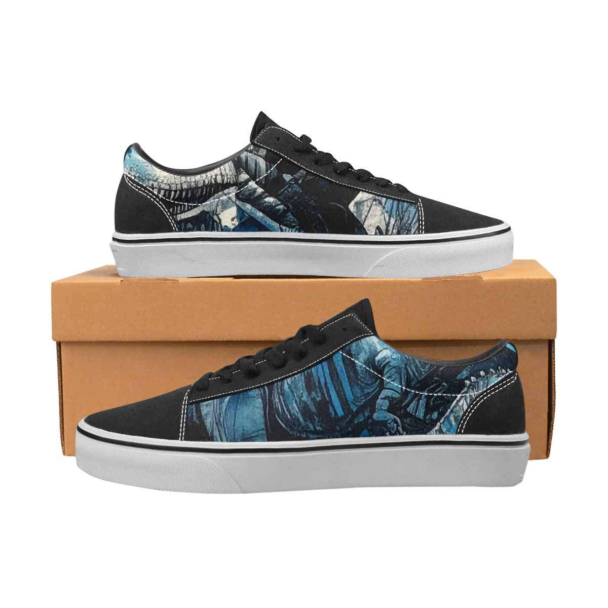WOMEN'S Dinosaur Burst Lace-Up Canvas Melting Art Custom Sneakers