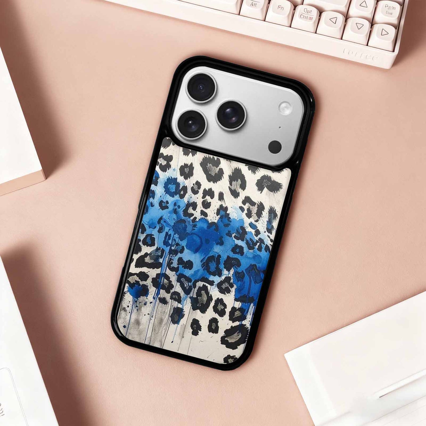 iPhone 17 Pro Case — Animal Print Black Blue Ink Animal, Unique Phone Case Design