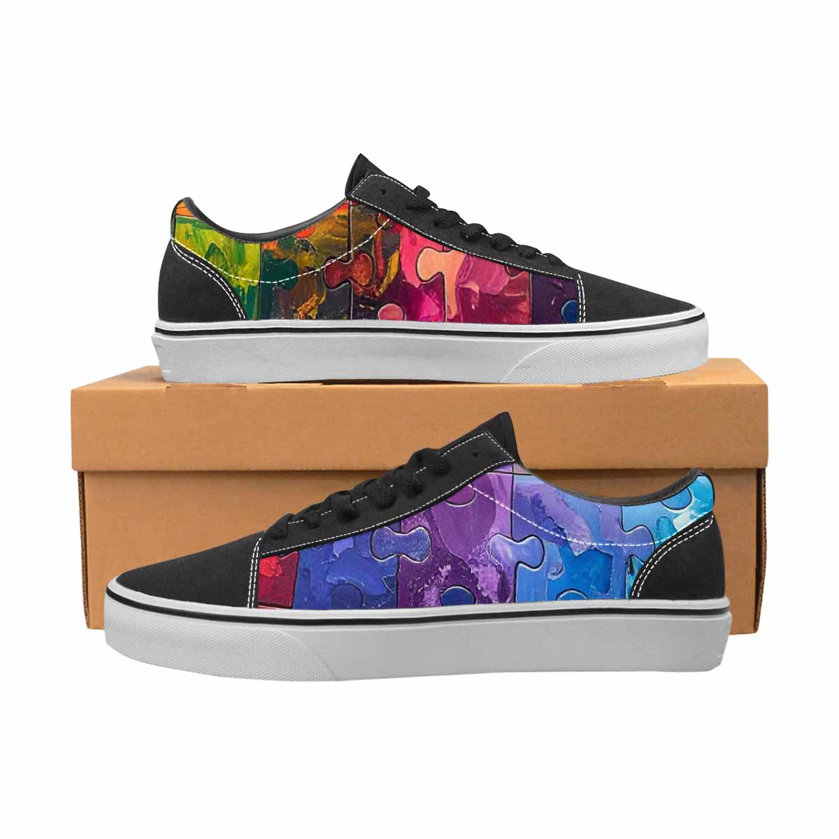 WOMEN'S Autism Puzzle Pieces Lace-Up Canvas Grunge Shoes