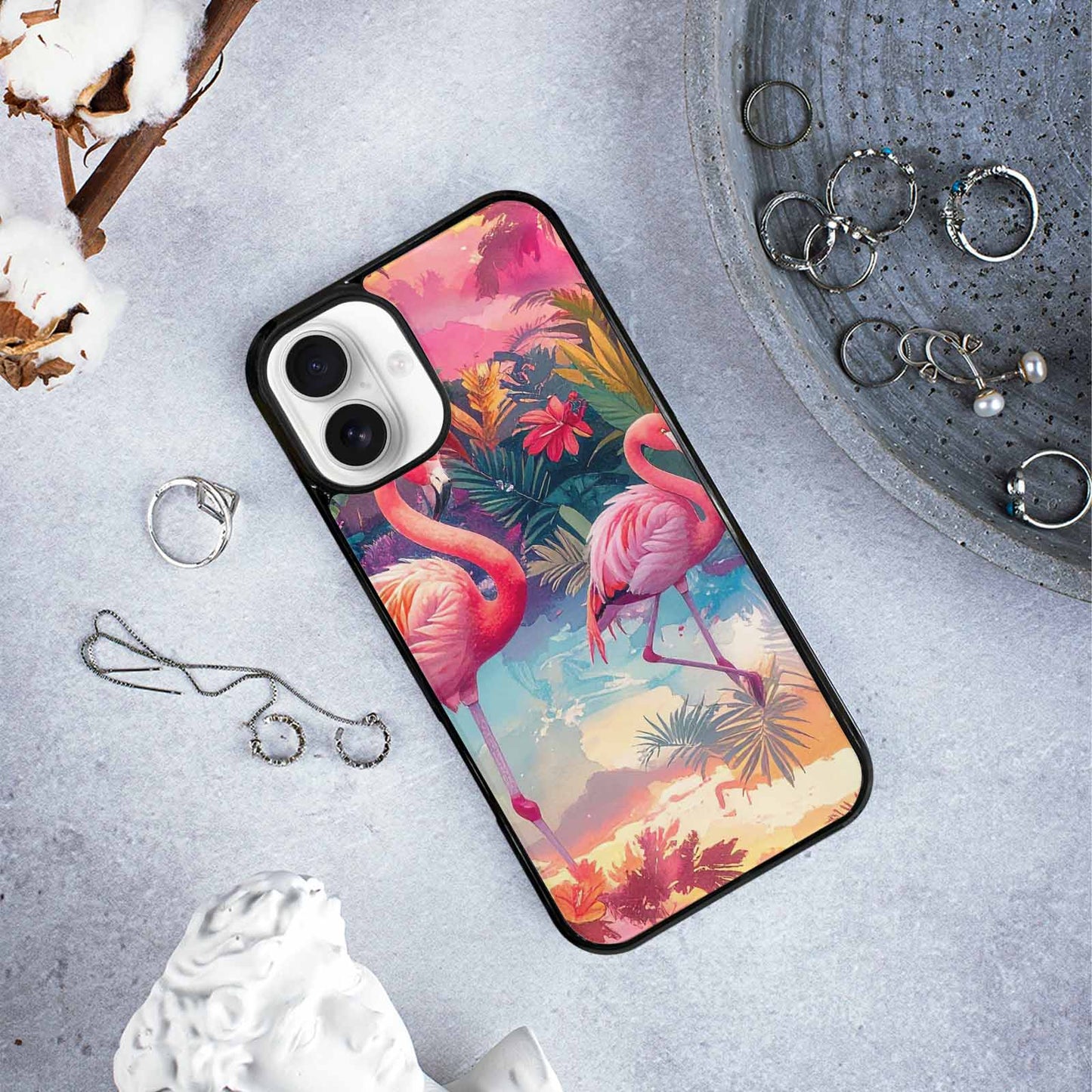iPhone 16 Plus Case — Flamingo Tropical Flamingo Tropical Pattern Hundreds, Original Design Phone Case