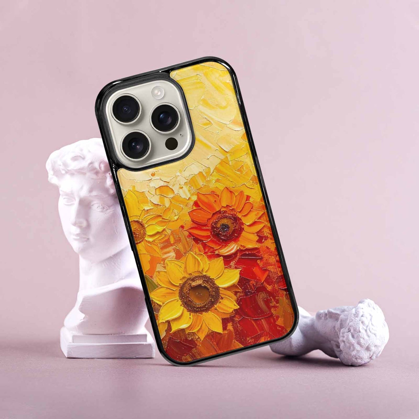 iPhone 16 Pro Case — Impressionist Sunflower Brushstroke Pattern Hundreds Of, Custom Art Phone Cover