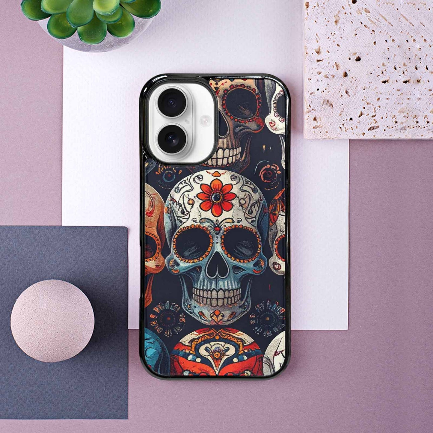 iPhone 16 Case — Skull Waves, Personalized Phone Case