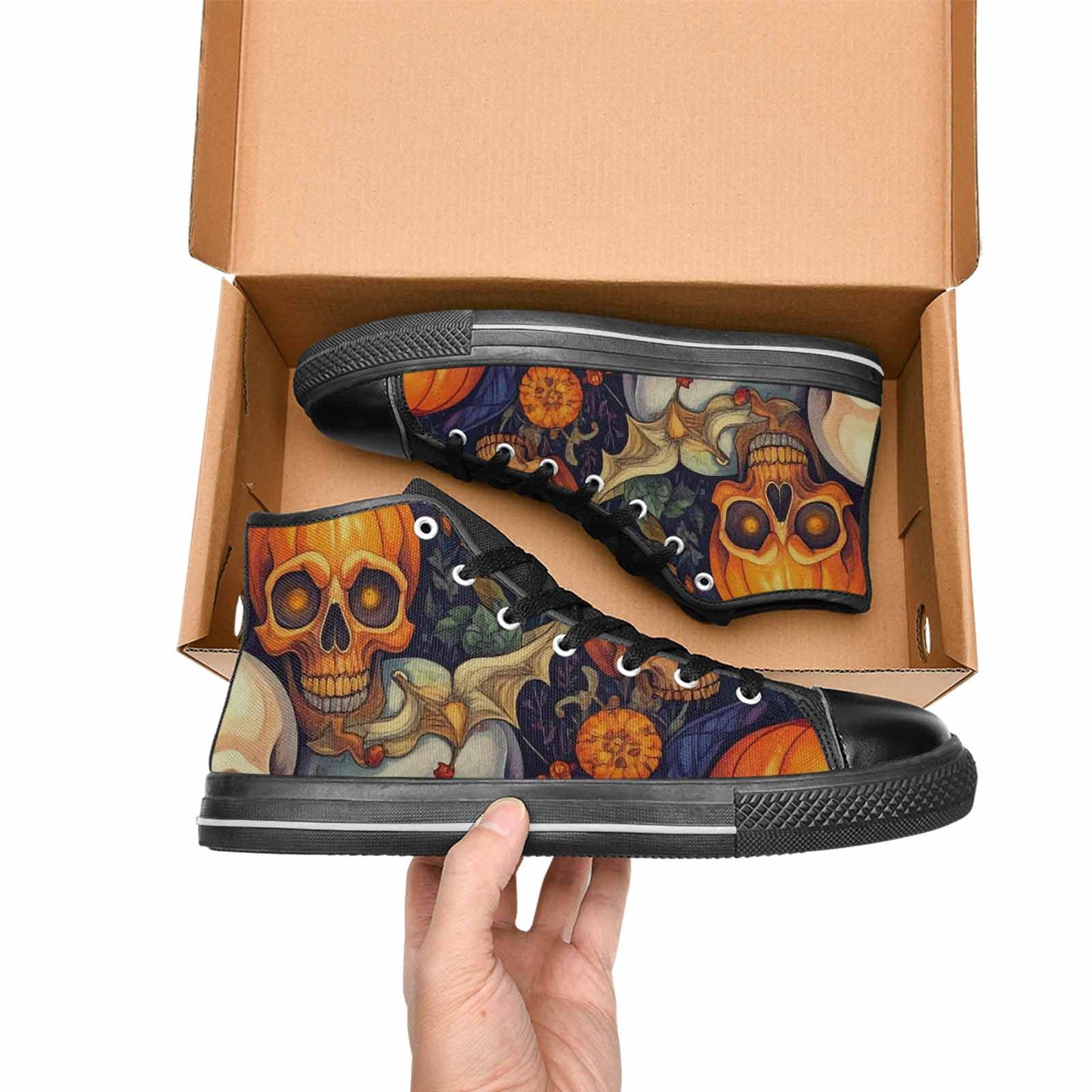 MEN'S Skulls - Halloween High Top Canvas Grunge Custom Sneakers