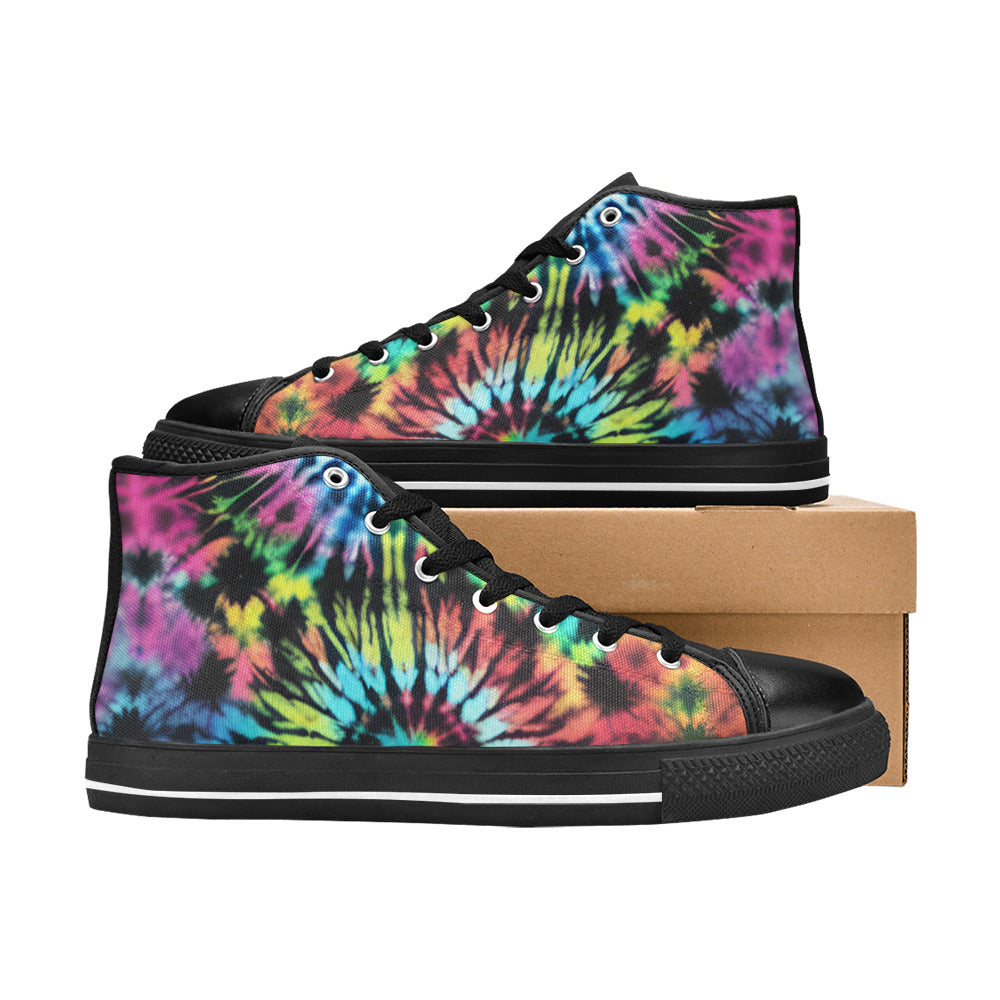 MEN'S Cc Tie Dye Art High Top Canvas Vibrant Chaos Custom Shoes