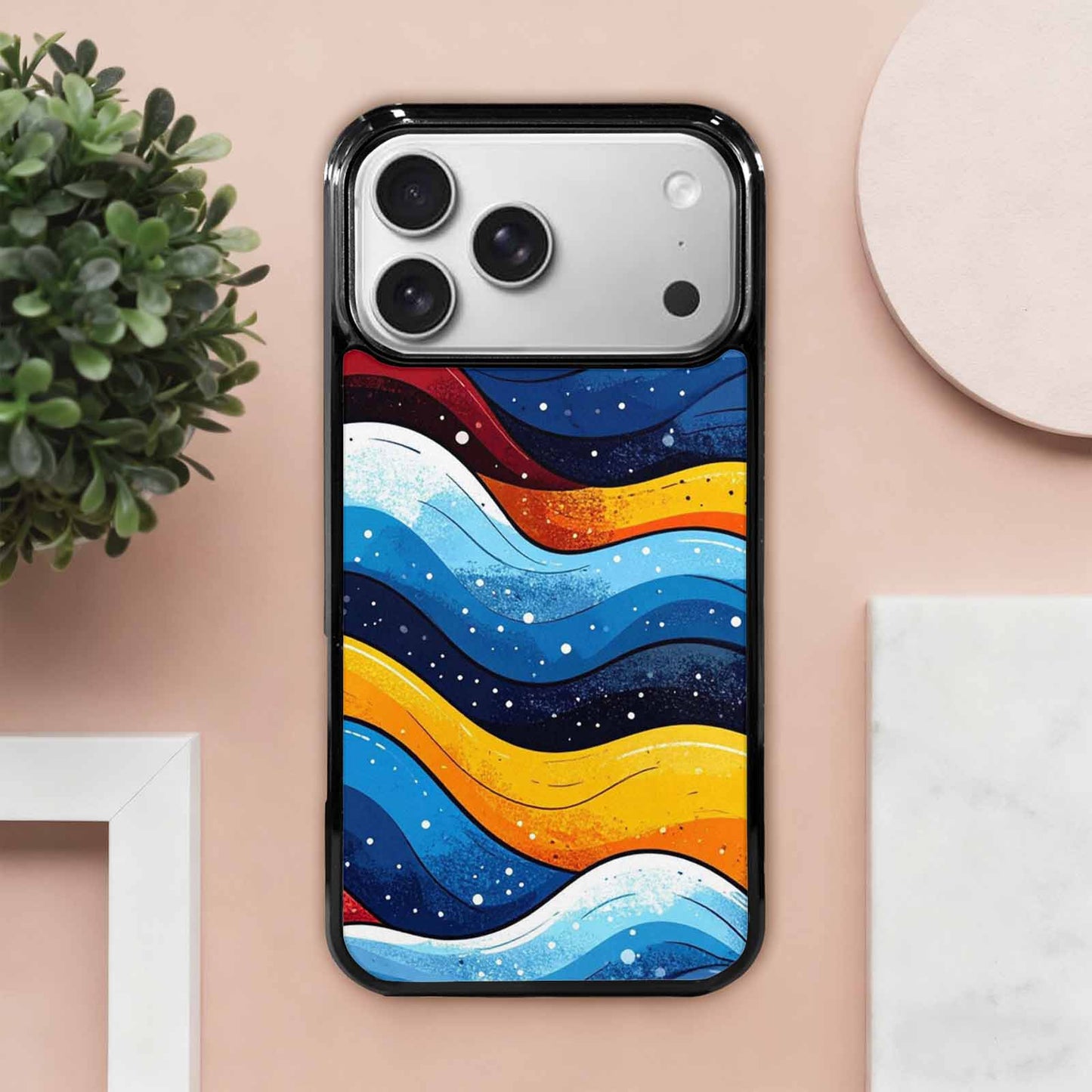 iPhone 17 Pro Max Case — Glossy Winter Wave Cartoon Cute, Unique Phone Case Design