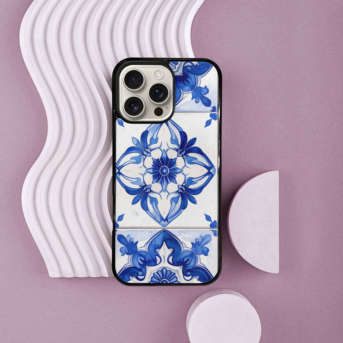 iPhone 16 Pro Max Case — Talavera Tile Floral, Personalized Phone Case
