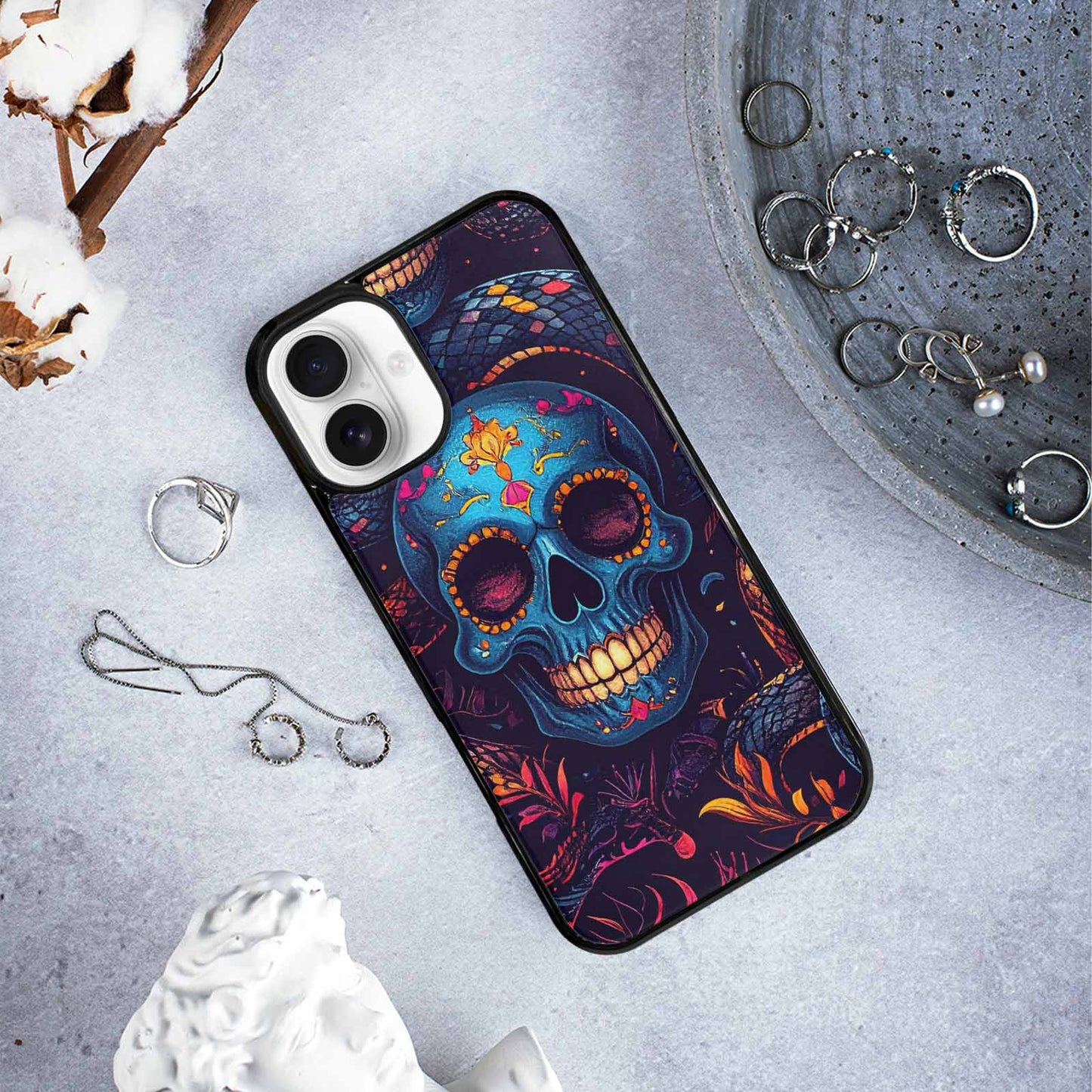 iPhone 16 Plus Case — Snake Skulls Print Custom, Personalized Phone Case