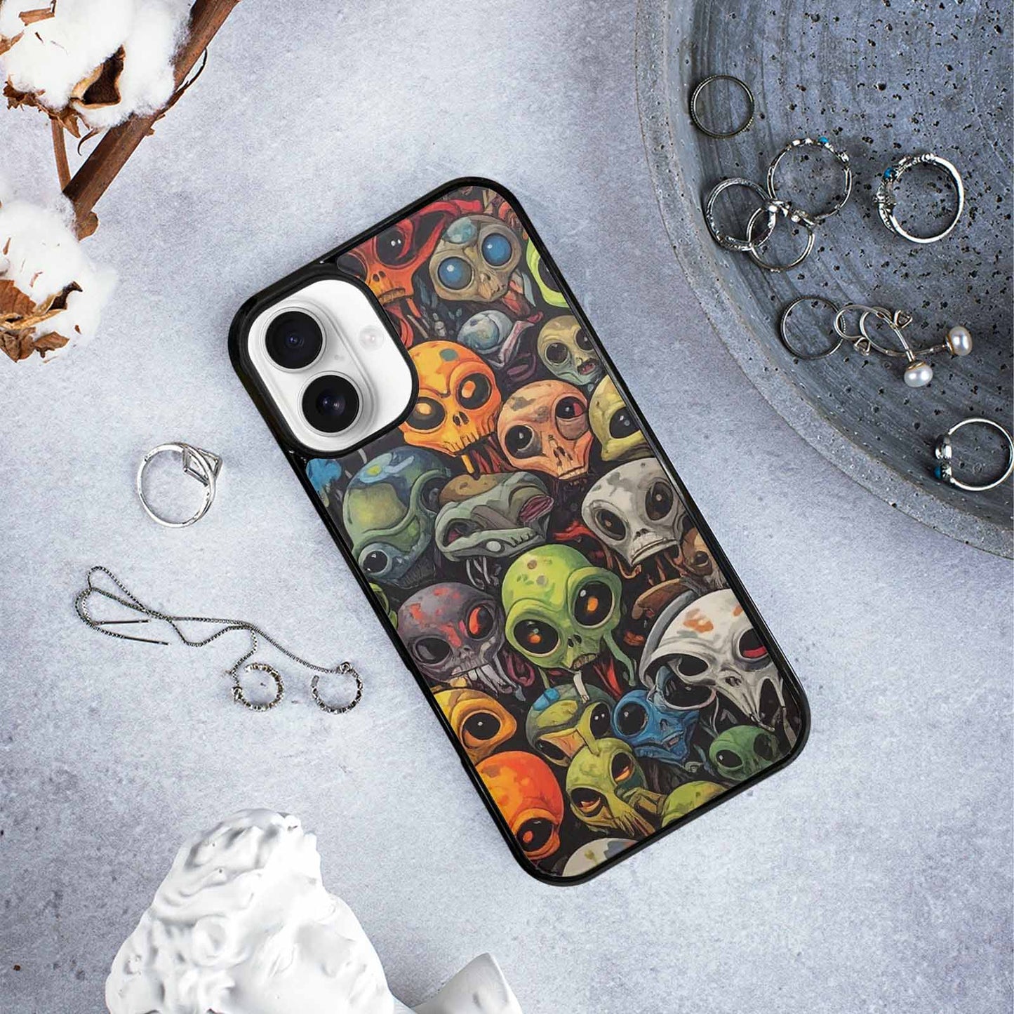 iPhone 16 Plus Case — Aliens Camo Aliens Pattern Hundreds Of, Custom Printed Phone Case
