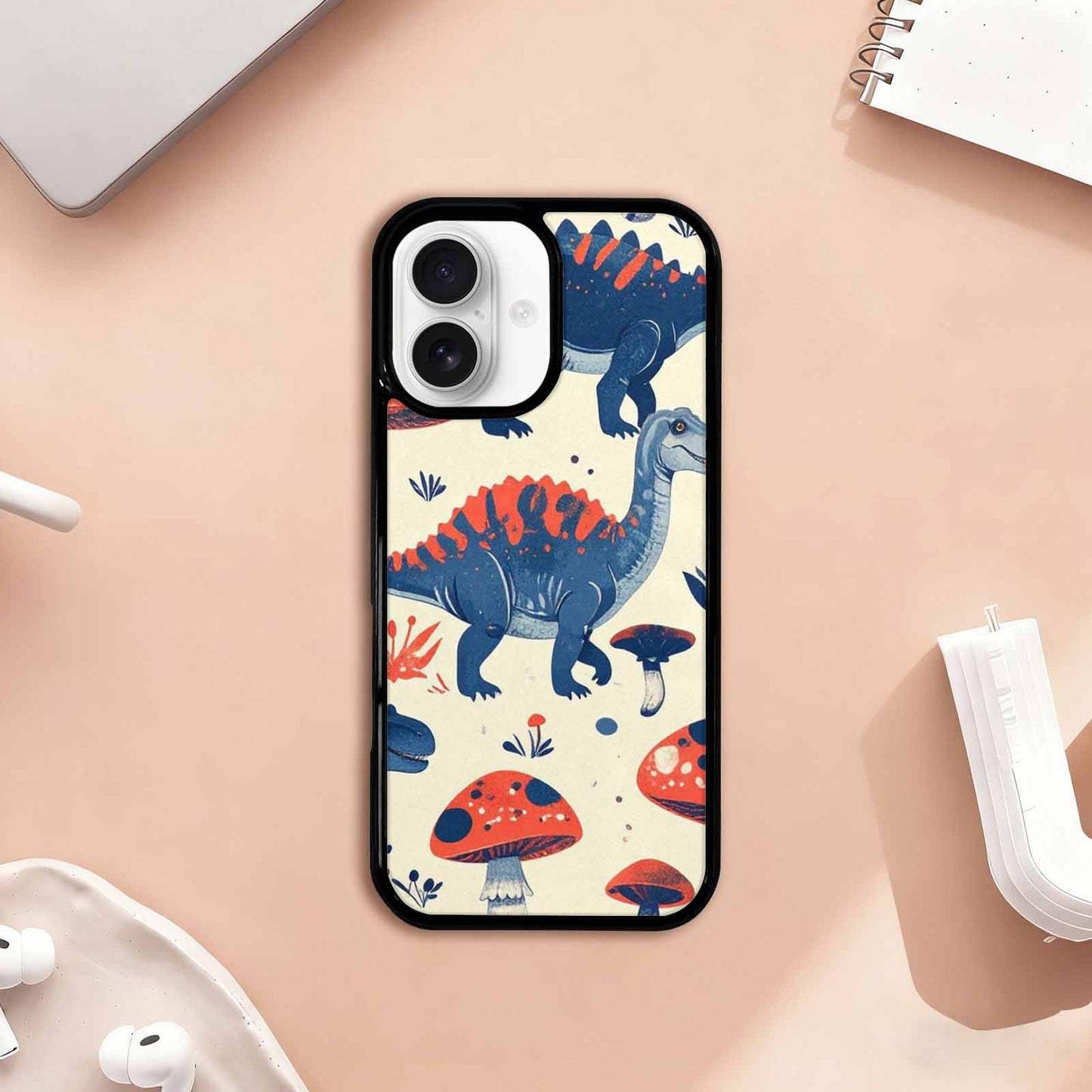 iPhone 17 Case — Vintage Dinosaurs Mushroom Retro Vintage, Custom Designed Case Cover