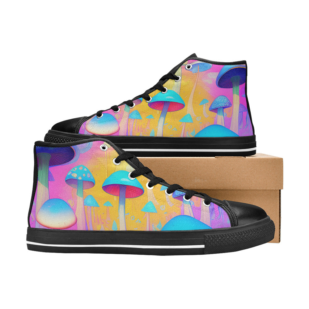 WOMEN'S Cc Mushroom Art 3 High Top Canvas Neon Fantasy Custom Shoes