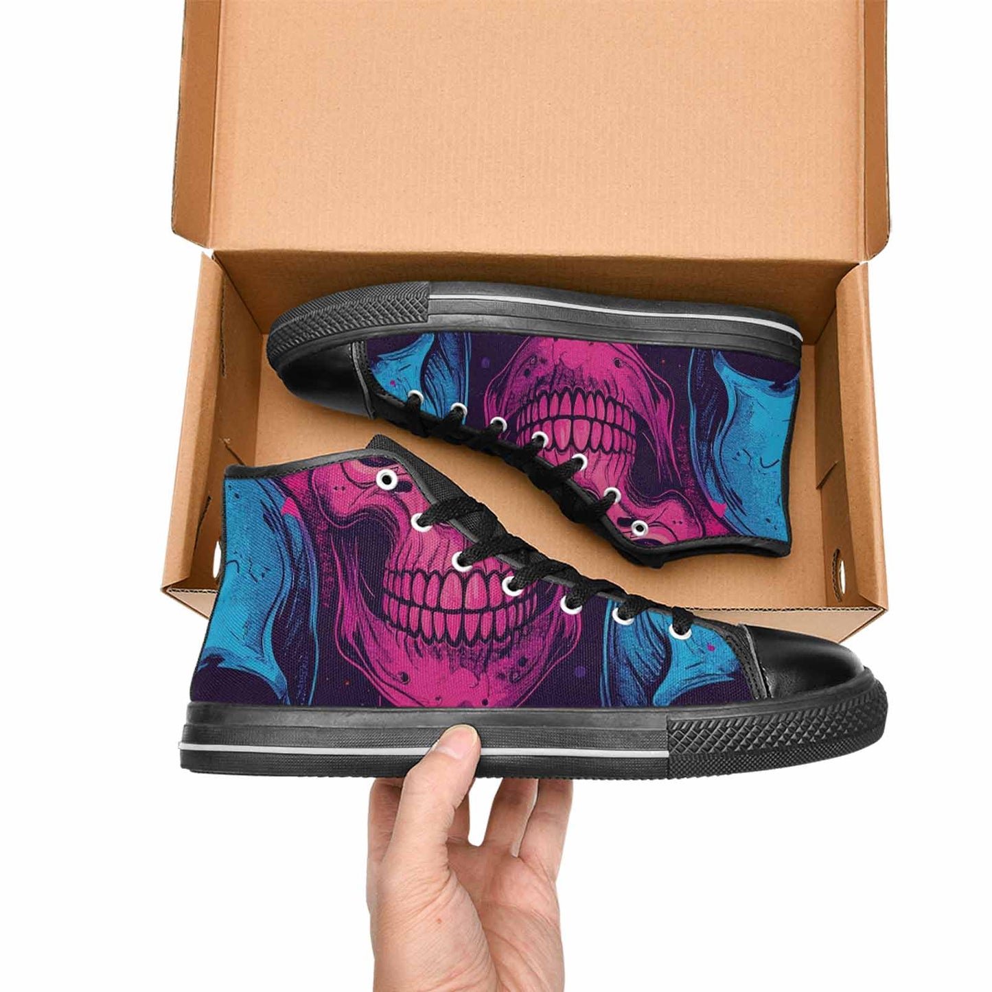 WOMEN'S Skulls Splatter Comic High Top Canvas Dreamcore Custom Shoes