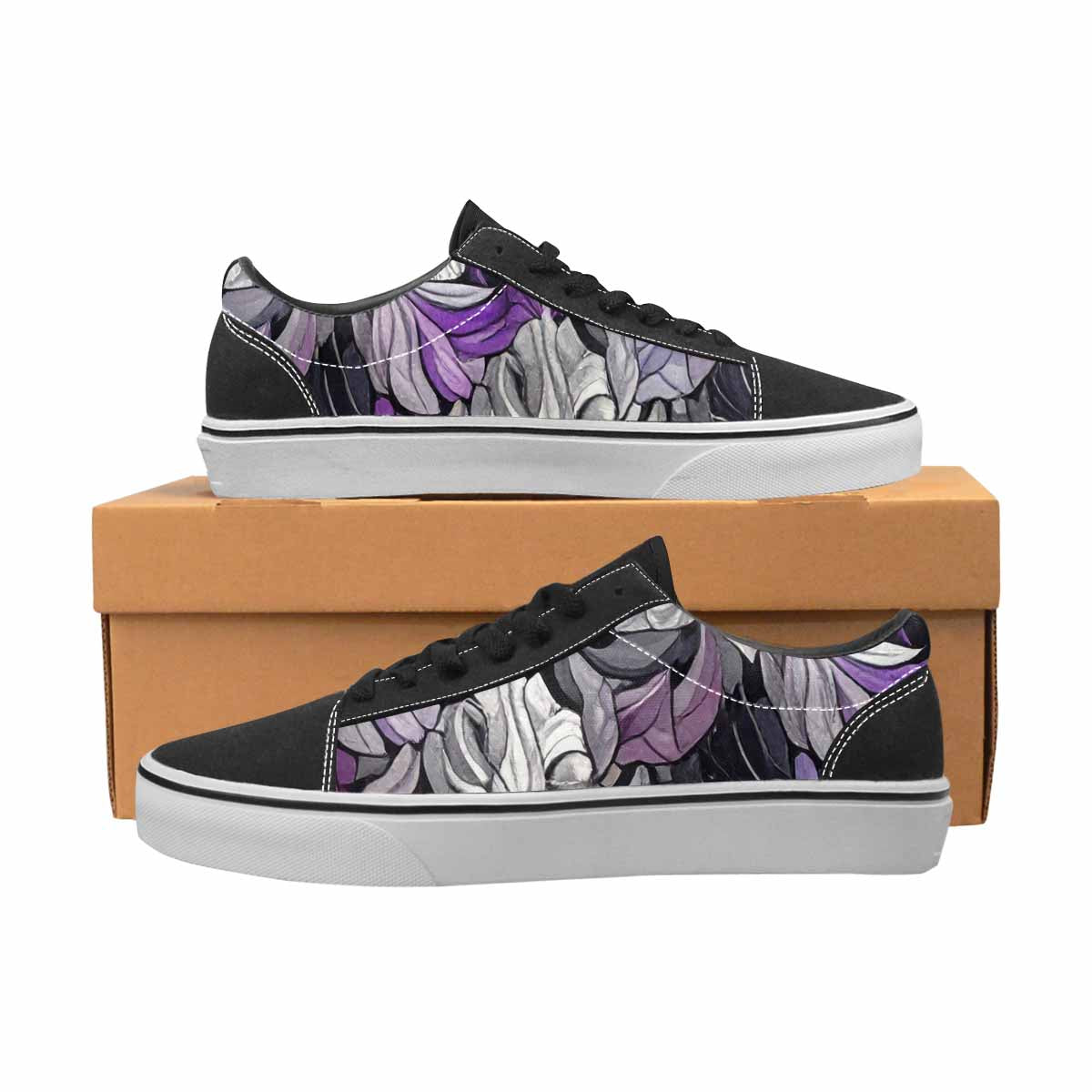 WOMEN'S Asexual Flag Color Canvas Lace-Up Grunge Custom Shoes